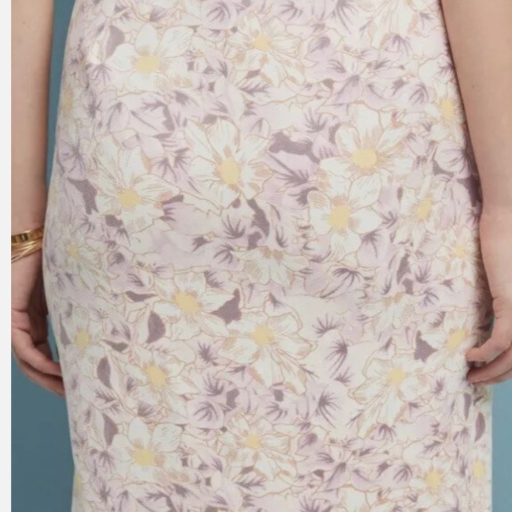🆕 NWT by Anthropologie Skye Floral Lavender/Cream Ruffle Faux Wrap Skirt Sz 12 - Picture 12 of 16